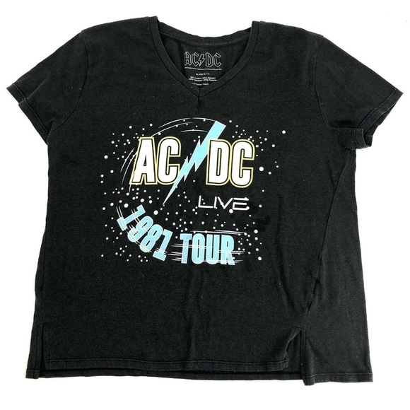 AC/DC Band Tee 1981 Live Tour Graphic Shirt Short Sleeve Top Size XL - Picture 7 of 7
